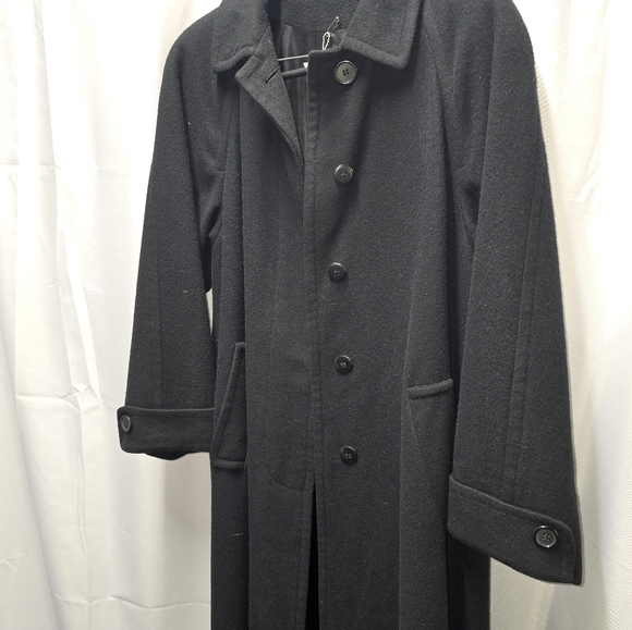 Marvin Richards Black Trench Womens Coat Classic Full-Length(Size 12)